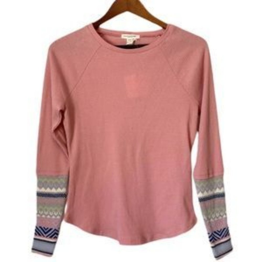 beachlunchlounge Long Sleeve Waffle Knit Top Large NWT